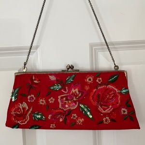 Accessorize Red Beaded Clutch